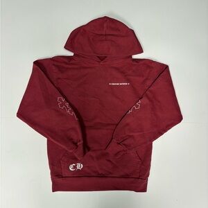 Chrome Hearts Maroon Hoodie with White Logo Accents